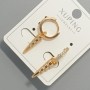 Cercei Xuping cu strasuri albe, diametrul 5x19 mm, lungime 27 mm, placare cu aur 18K