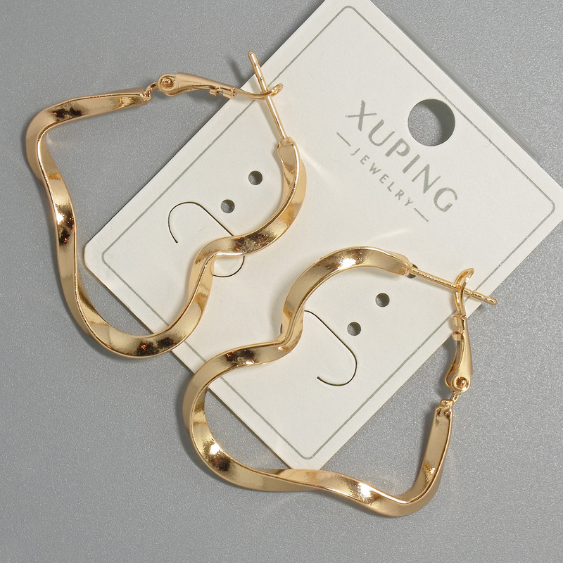 Cercei Xuping în formă de inel, grosime 3 mm, diametru 34×51 mm, placare cu aur 18K