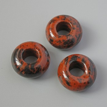 Mărgea Pandora din obsidian, piatră naturală, diametrul 14x7 mm, diametrul găurii de 5,7 mm+