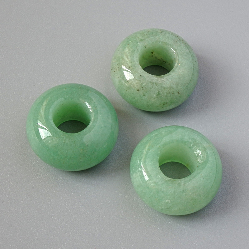 Mărgea Pandora din nefrit natural, diametrul 14×7,5 mm, gaura 5,5 mm+