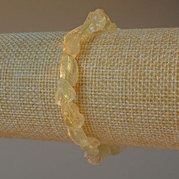 Браслет Цитриновидний Кварц натуральний необроблений камінь галтівка, діаметр 6х9мм+-, довжина 18см+- (стрейч)