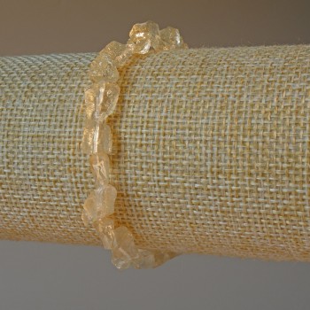 Браслет Цитриновидний Кварц натуральний необроблений камінь галтівка, діаметр 6х7мм+-, довжина 18см+- (стрейч)