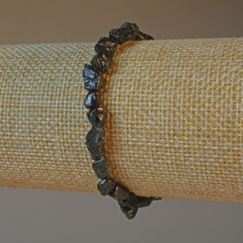 Brățară din obsidian solar, piatră naturală neprelucrată, cu fațete, diametrul 6 mm, lungimea 18 cm (elastică)