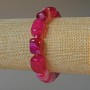 Brățară din agat zmeuriu natural, bucăți de piatră tăiate la fațe, diametrul 11x15 mm ±, lungime 18 cm ± (elastic)