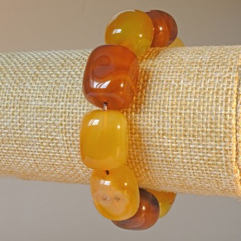 Brățară din agat maro închis, piatră naturală, segmente 15x19 mm, lungime 18 cm +/- (elastică)