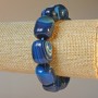 Brățară din agat albastru natural, formă de bloc, dimensiuni 15×19 mm ±, lungime aproximativă 18 cm (elastic)