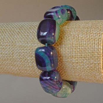 Brățară din agat natural, piatră în formă de batoane, diametru 16x19 mm, lungime 18 cm, pe elastic