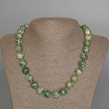 Colier din agat mușchi (artificial) mărgele netede, diametrul 13 mm +/-, lungime 51 cm+