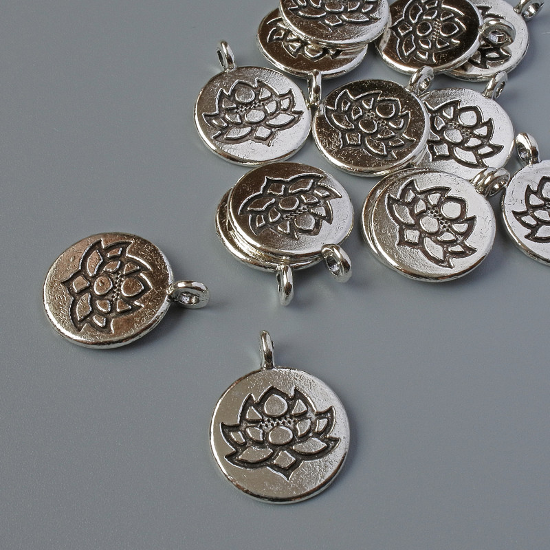 Furnitură pandantiv lotus, diametrul 15×19 mm ±, ambalare 14 bucăți ±, 20 g