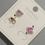 Cercei cu știft Xuping, cristal roz, diametrul de 6 mm, placare cu rodiu