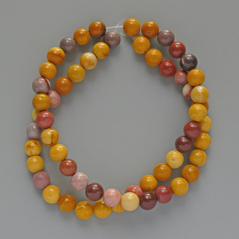 Mărgele din jasp Mookaite, piatră naturală, bile netede, diametrul 6,5 mm, lungime 38 cm, pe fir