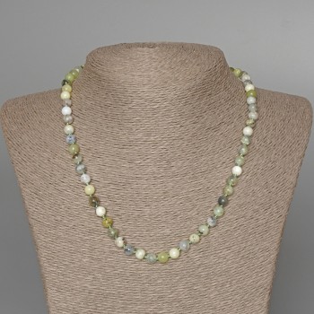 Colier din opal verde, piatră naturală, mărgele netede, diametrul 6 mm ±, lungime 47 cm ±
