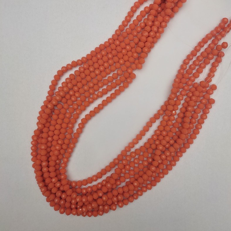 Mărgele portocalii din cristal ceh, tăiate rondel, diametrul 6x5 mm +/-, lungimea 43 mm +/-, pe fir