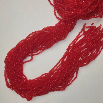 Mărgele roșii din cristal cehesc, rondel fațetat, 3×2,5 mm, lungime 39 mm +/- pe fir