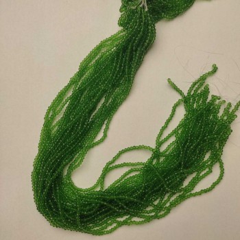 Mărgele verzi din cristal ceh, transparente, rondelle tăiate, diametrul 3×2,5 mm, lungime aproximativă de 37 cm, pe fir