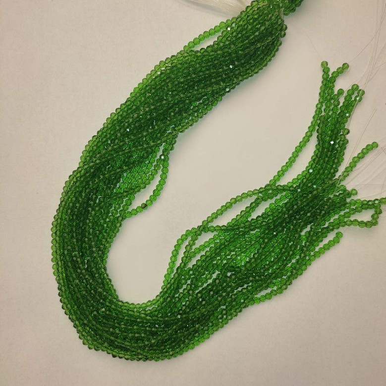 Mărgele din cristal ceh verde, transparente, rondel facetat, diametrul 3,5×3 mm, lungime aproximativă 34 cm, pe fir