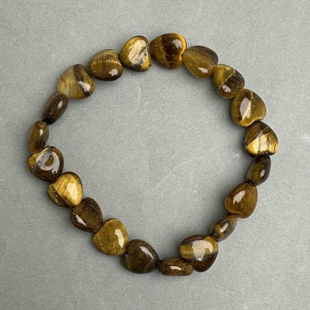 Brățară «Inimă» din ochi de tigru, piatră naturală, diametrul 10x10x5 mm +-, lungime 18 cm +-, (elastic)