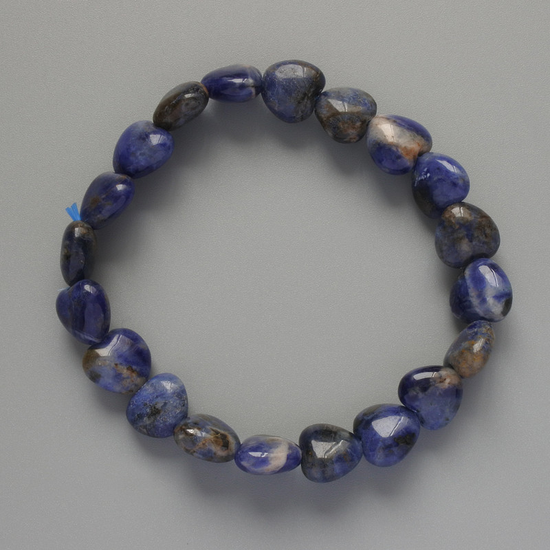Brățară „Inimă” din sodalit, piatră naturală, diametrul 10x9, 5x5 mm +-, lungime 18 cm +- (elastic)