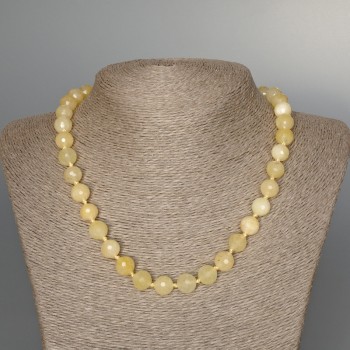 Colier din citrin natural, mărgele fațetate, diametrul 10 mm, lungime 48 cm