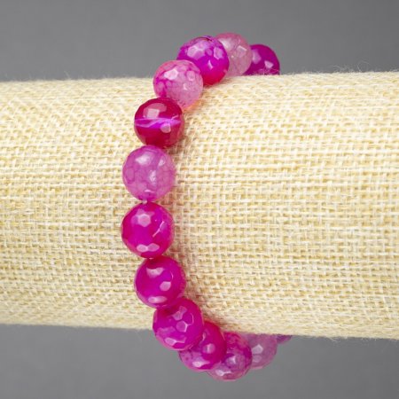 Brățară din agat vișiniu, piatră naturală, mărgele tăiate, diametrul 10 mm, lungime 18 cm (+/-) (elastic)