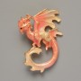 Broșă-pandantiv Dragon roz-bej email, metal auriu, 42x58 mm
