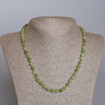 Colier din jad canadian, piatră naturală, mărgele tăiate, diametrul de 6 mm, lungime 48 cm