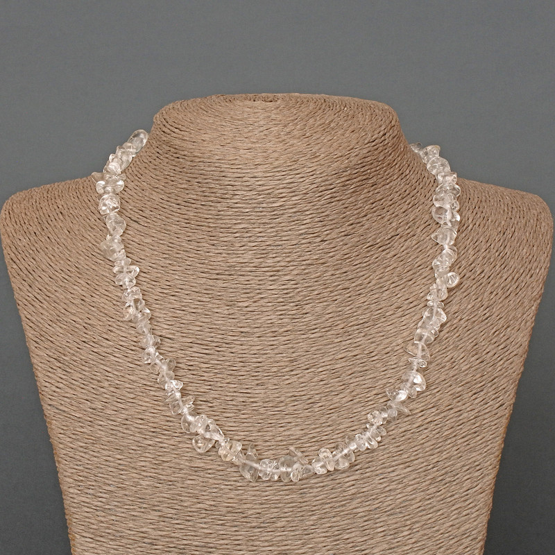 Colier din cristal de munte, fragmente de piatră naturală, diametru 6x3 mm, lungime 48 cm