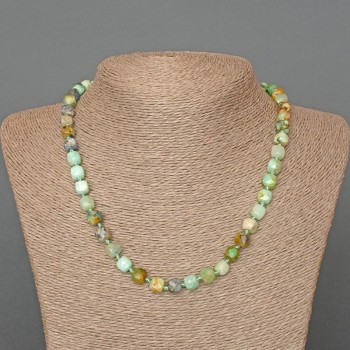 Colier din Crizocola și Lazurit, piatră naturală, tăiat cub, diametrul aproximativ 7 mm, lungime 50 cm