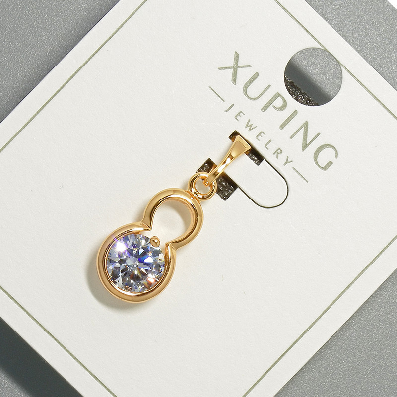 Pandantiv Xuping cu cristal alb, diametru 9×15 mm, lungime 23 mm, placare cu aur 18K