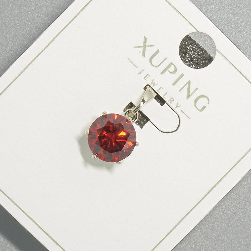 Pandant Xuping cu cristal roșu, diametrul 9 mm, lungimea 17 mm, placat rhodiat