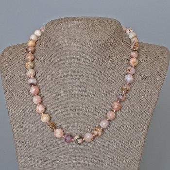 Colier din opal roz natural, mărgele netede, diametrul 10 mm, lungime 47 cm