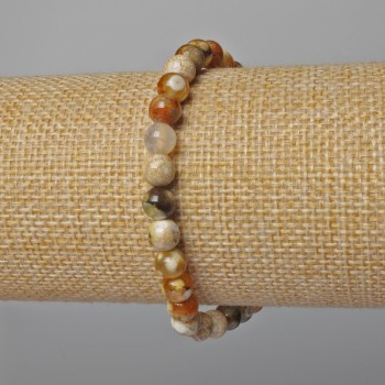 Brățară din agat galben, bile netede, diametru 6 mm, lungime 18 cm (pe elastic)