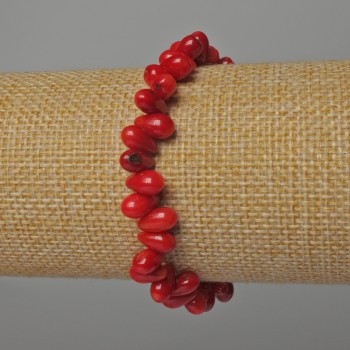 Brățară din coral natural, mărgele 5x8 mm, lungime 18 cm, elastică