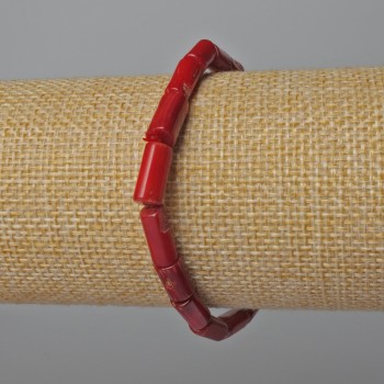 Brățară din coral natural, tăiată, diametrul 5×11 mm, lungime 18 cm (elastic)