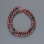 Mărgele din rhodonit natural, formă sferică netedă, diametru 6 mm ±, lungime 38 cm ±, pe șnur