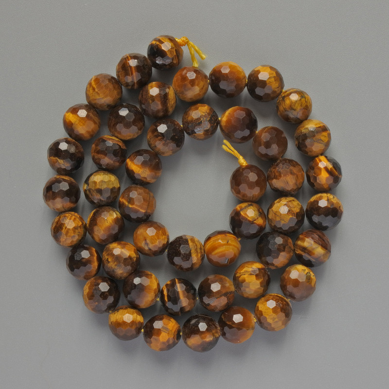 Mărgele din ochiul de tigru, piatră naturală, bilă tăiată, diametru 8 mm, lungime 38 cm, pe șnur