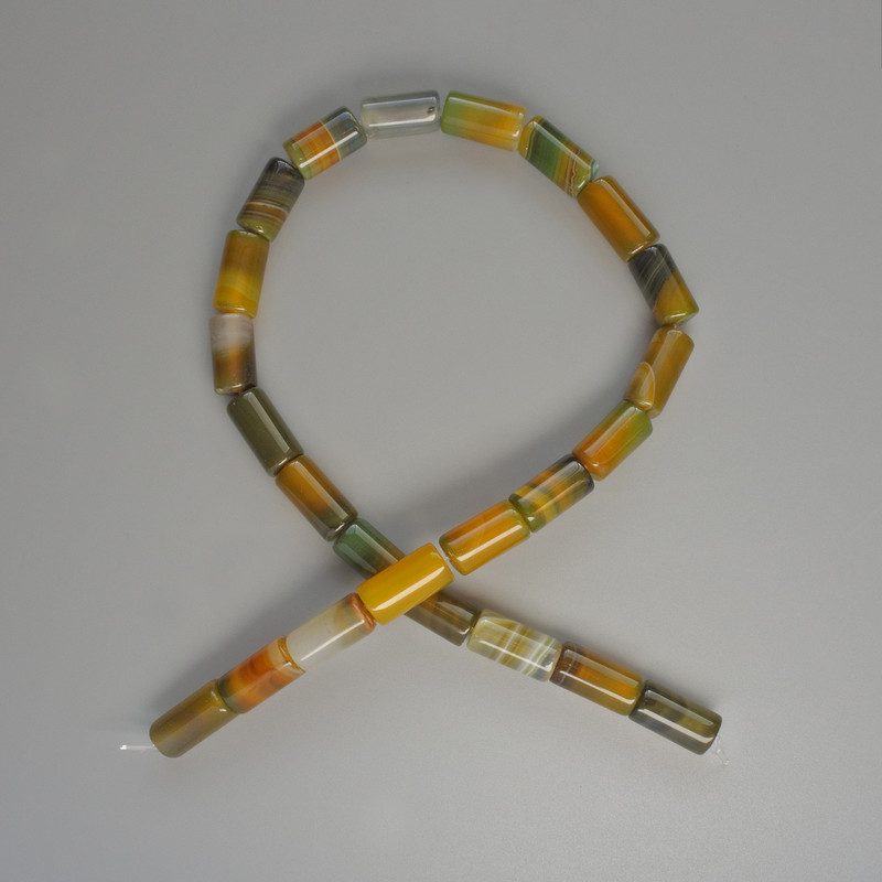 Mărgele din agată naturală cilindrice, diametrul 8×16 mm, lungime 38 cm, pe fir