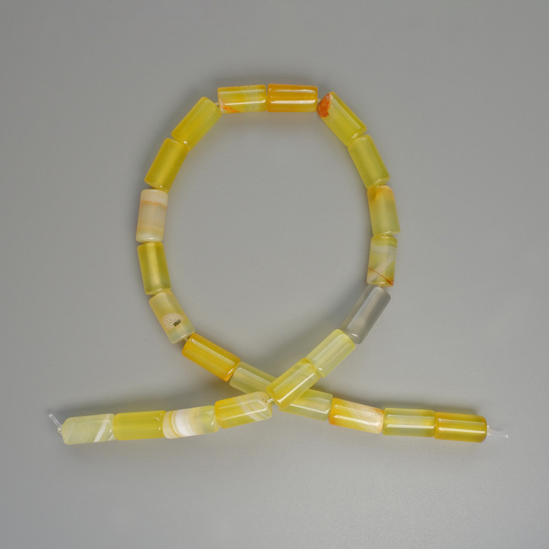 Mărgele de agat galben, piatră naturală, cilindrice, diametrul 8x16 mm, lungime 38 cm pe fir