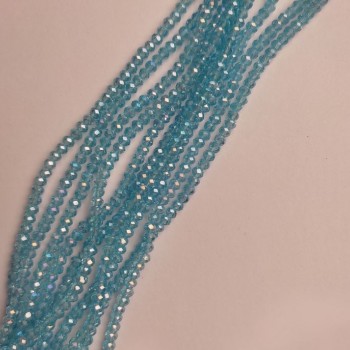 Намистини Чеський Кришталь на волосіні блакитне з бензином гранований рондель, діаметр 3, 5х2, 5мм + -, довжина 38см +