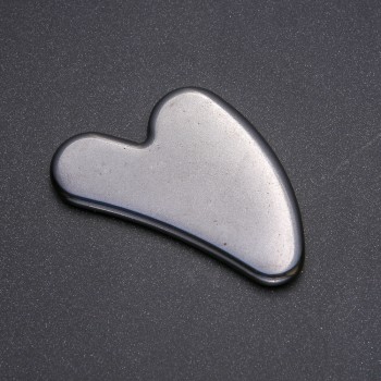 Masajer Gua Sha din piatră naturală hematit 80x55 mm +