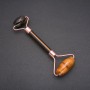 Rolă de masaj din piatră ochi de tigru, metal auriu, lungime 14,5 mm
