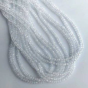 Mărgele din cristal ceh, transparente albe, formă rondel, diametrul 3,5×2,5 mm, lungime 40 cm