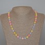 Colier din morganit, piatră naturală, bilă netedă, diametru aproximativ 8,5 mm, lungime 49 cm