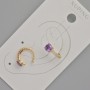 Cercei Xuping cu cristal mov și strasuri albe, diametrul 13x5 mm, placare aur 18K