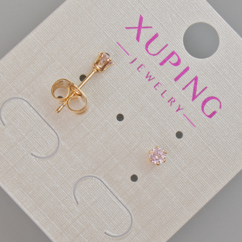 Cercei cu știft Xuping, cristal mov, diametrul de aproximativ 4 mm, placare cu aur 18K