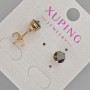 Cercei Xuping cu știft cu cristal negru, diametrul de aproximativ 7 mm, placare cu aur 18K