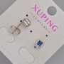 Cercei cu știft Xuping cu cristal albastru și cristale albe, diametru aproximativ 6,5×5,5 mm, placare rodiu