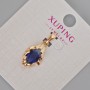 Pandantiv Xuping cu cristal albastru, diametrul 24x11 mm ± placare cu aur 18K