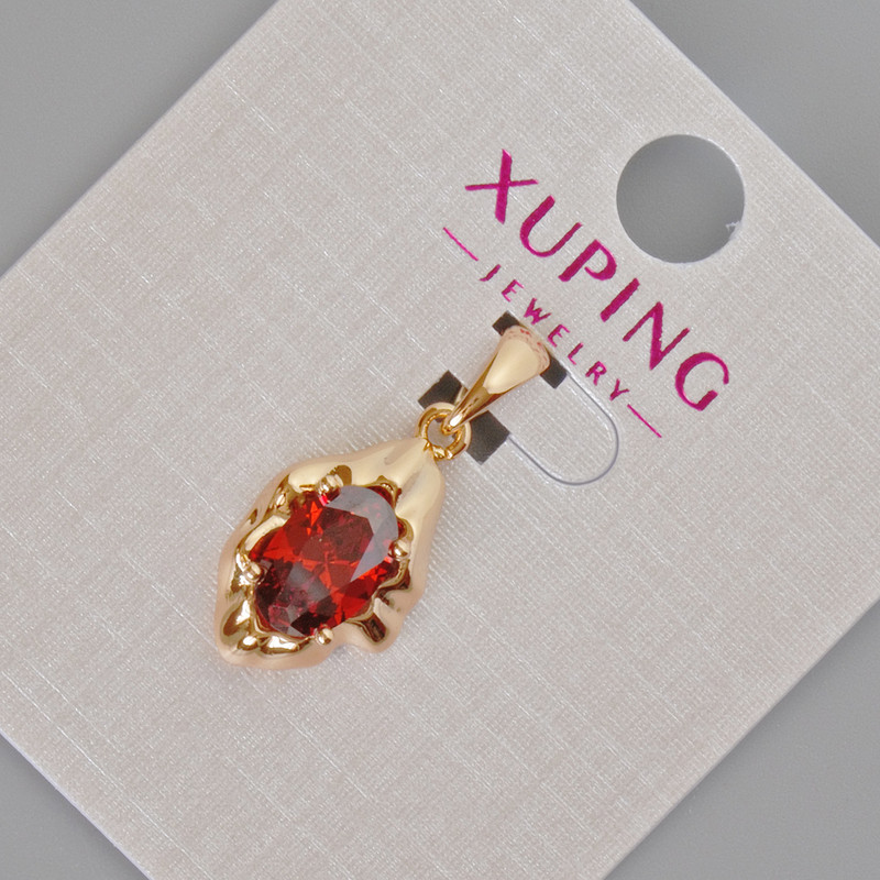 Pandant Xuping cu cristal roșu, diametrul 24x11 mm, placat cu aur 18K
