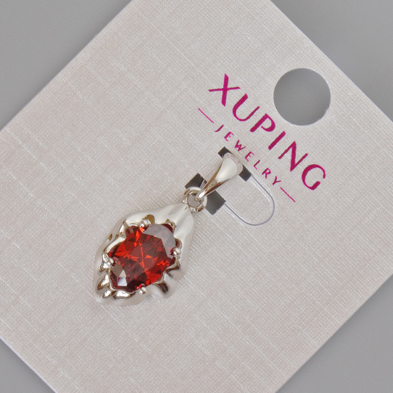 Pandant Xuping cu cristal roșu, diametrul 24x11 mm ± rodiu